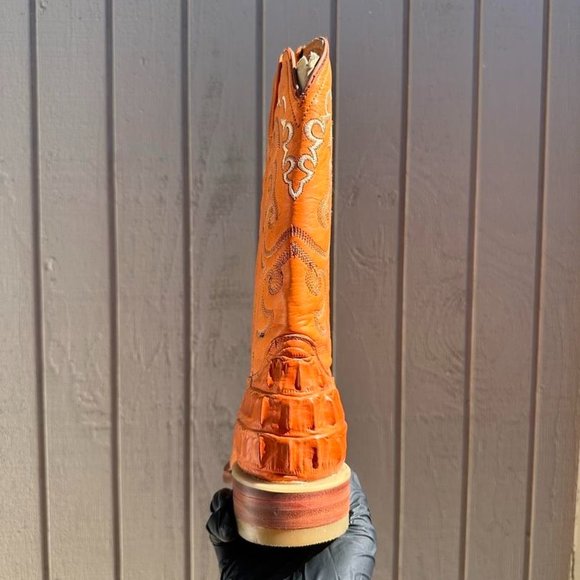 #63 Orange Crocodile Imitation Tail Western Boot